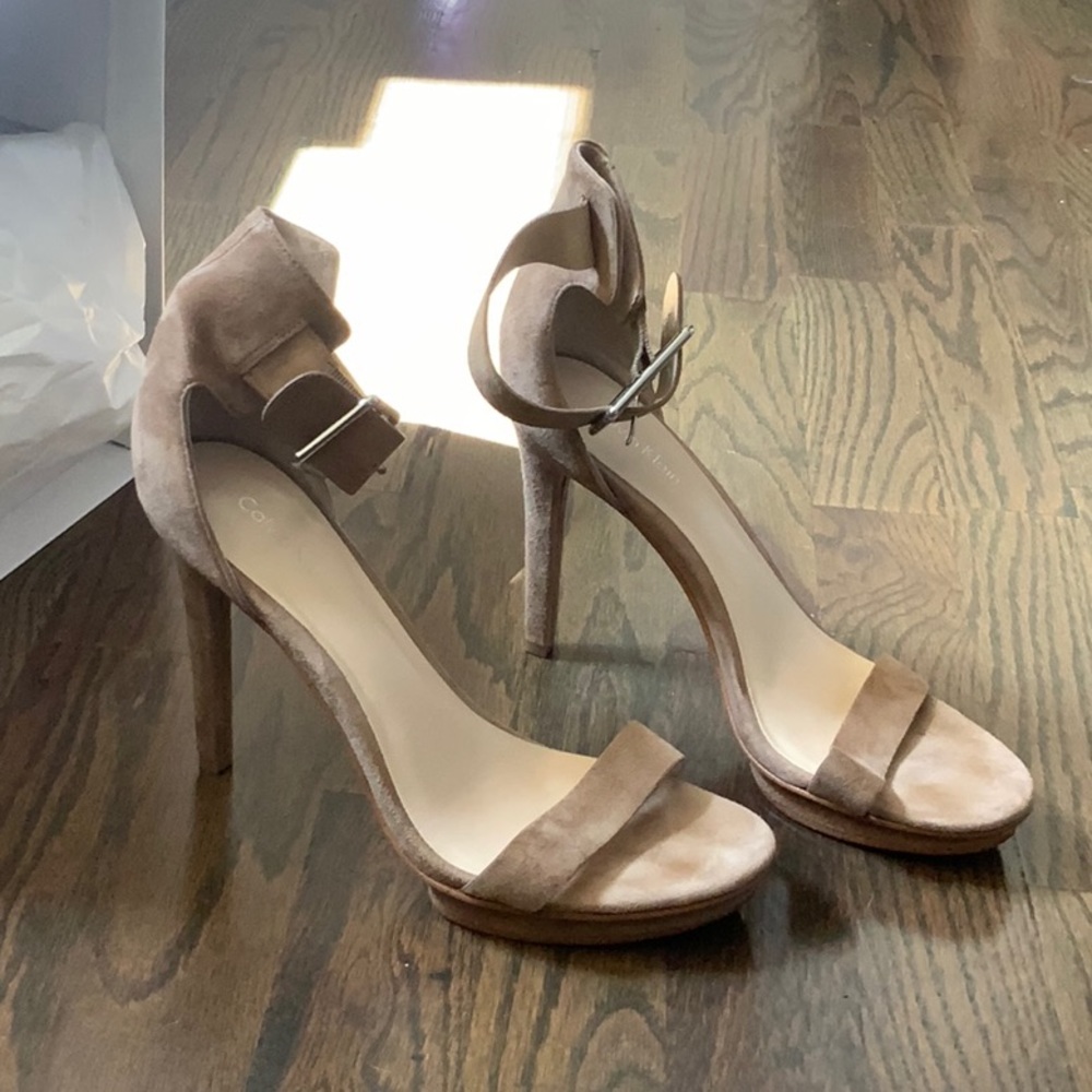 Vivian Suede Taup Platform Heels